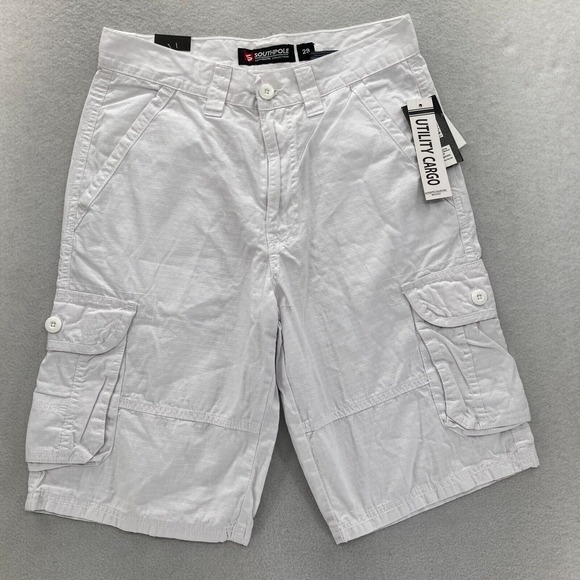 Southpole Herren Belted Ripstop Cargo Shorts, Black, 32